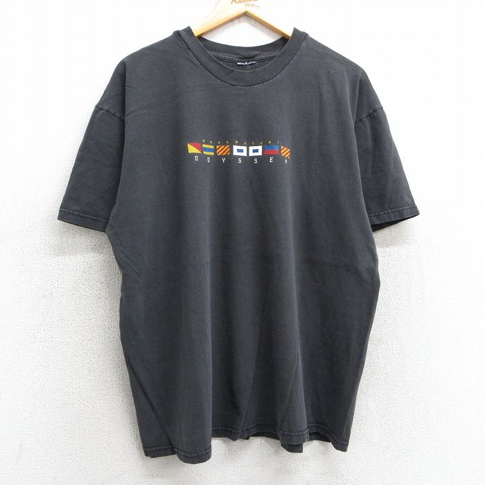 XL★古着 半袖 ビンテージ Tシャツ メンズ 00年代 00s オデッセイ クルーネック 黒 ブラック 25may02 中古