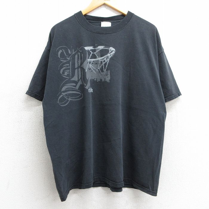 XL★古着 リーボック REEBOK 半袖 ビンテージ Tシャツ メンズ 00年代 00s バスケットボール 大きいサイズ コットン クルーネック 黒 ブラック 25may02 中古