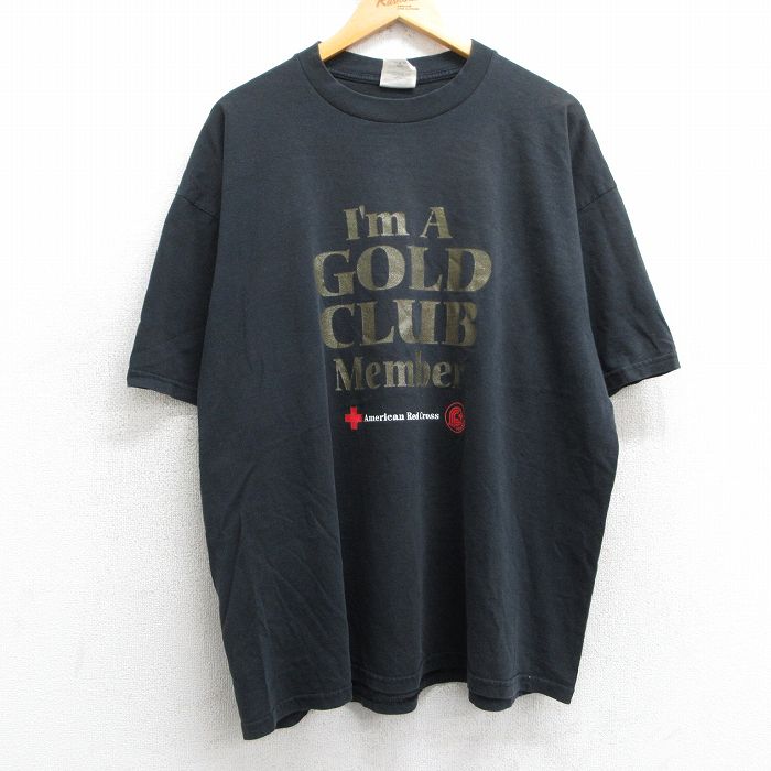 XL★古着 ジャージーズ 半袖 ビンテージ Tシャツ メンズ 00年代 00s GOLD CLUB 大きいサイズ コットン クルーネック 黒 ブラック 25may07 中古