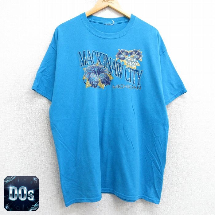 【50%OFF】00s 半袖Tシャツ マッキノーシティ ライトブルー XL | 古着