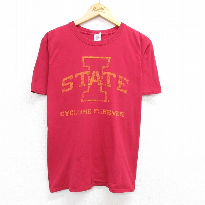 L★古着 半袖 ビンテージ Tシャツ メンズ 00年代 00s STATE コットン クルーネック 赤 レッド 25may07 中古