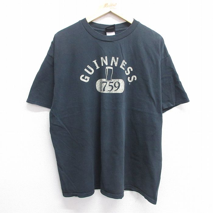 XL★古着 半袖 ビンテージ Tシャツ メンズ 00年代 00s ギネスビール 大きいサイズ コットン クルーネック 黒 ブラック 25may07 中古