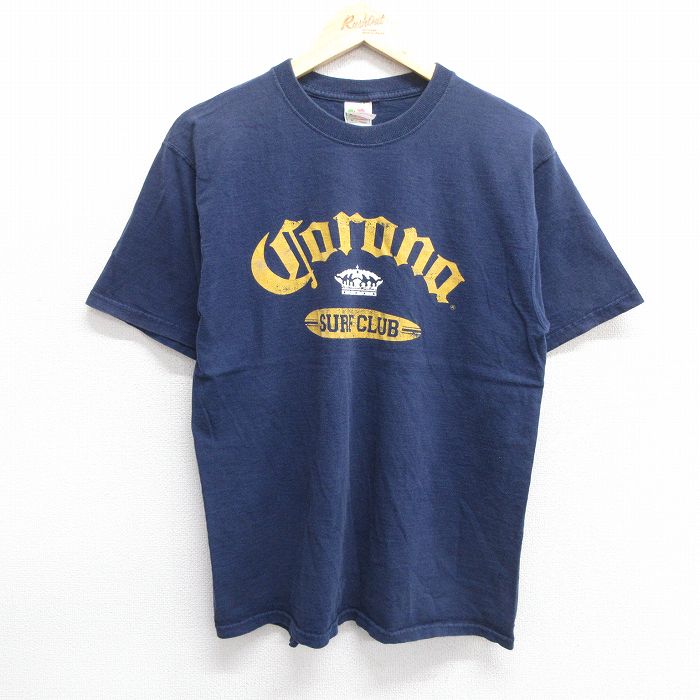 M★古着 フルーツオブザルーム 半袖 ビンテージ Tシャツ メンズ 00年代 00s コロナビール コットン クルーネック 紺 ネイビー 25may07 中古