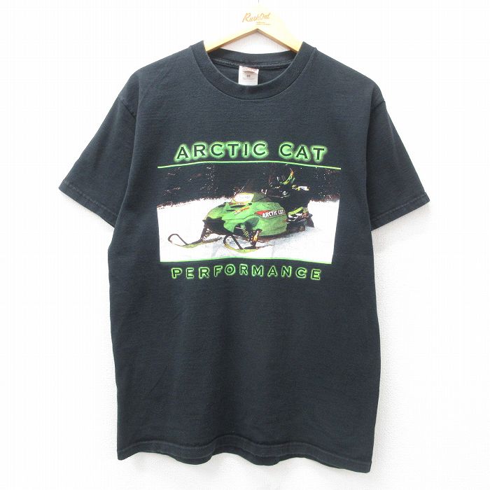 【50%OFF】L★古着 フルーツオブザルーム 半袖 ビンテージ Tシャツ メンズ 00年代 00s ARCTIC CAT スノーモービル コットン クルーネック 黒 ブラック 25may07 中古
