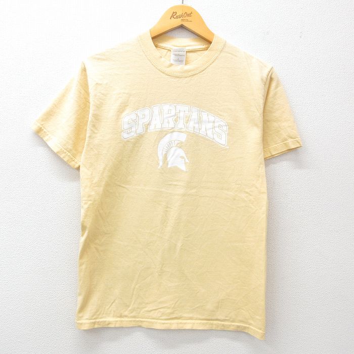 S★古着 半袖 ビンテージ Tシャツ メンズ 00年代 00s SPARTANS コットン クルーネック 薄黄 イエロー 25may07 中古