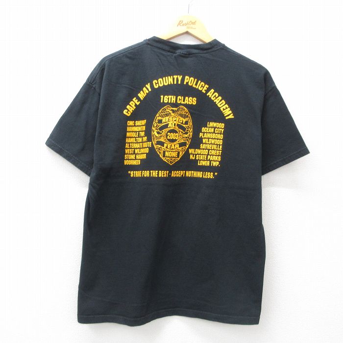 L★古着 ヘインズ Hanes 半袖 ビンテージ Tシャツ メンズ 00年代 00s ケープメイ ポリス コットン クルーネック 黒 ブラック 25may07 中古