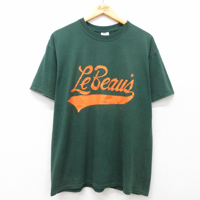 L★古着 ジャージーズ 半袖 ビンテージ Tシャツ メンズ 00年代 00s Le Beaus クルーネック 緑 グリーン 25may07 中古