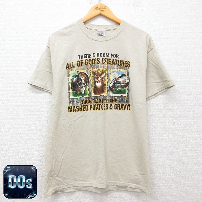 【50%OFF】00s 半袖Tシャツ シカ ベージュ L | 古着
