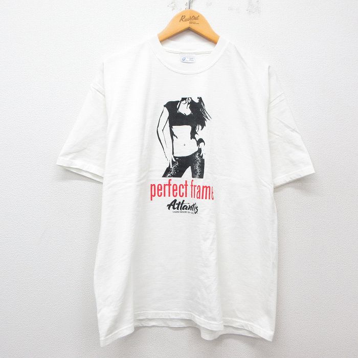 XL★古着 半袖 ビンテージ Tシャツ メンズ 00年代 00s Perfect frame コットン クルーネック 白 ホワイト 25may07 中古