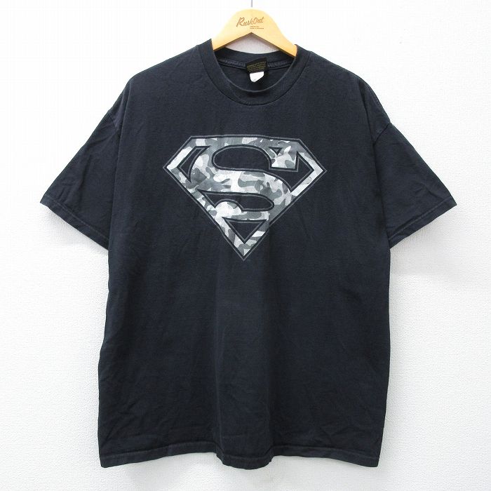 XL★古着 半袖 ビンテージ Tシャツ メンズ 00年代 00s DCコミックス スーパーマン コットン クルーネック 黒 ブラック 25may07 中古