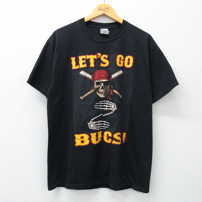 L★古着 ジャージーズ 半袖 ビンテージ Tシャツ メンズ 00年代 00s MLB ピッツバーグパイレーツ クルーネック 黒 ブラック メジャーリーグ ベースボール 野球 25may07 中古
