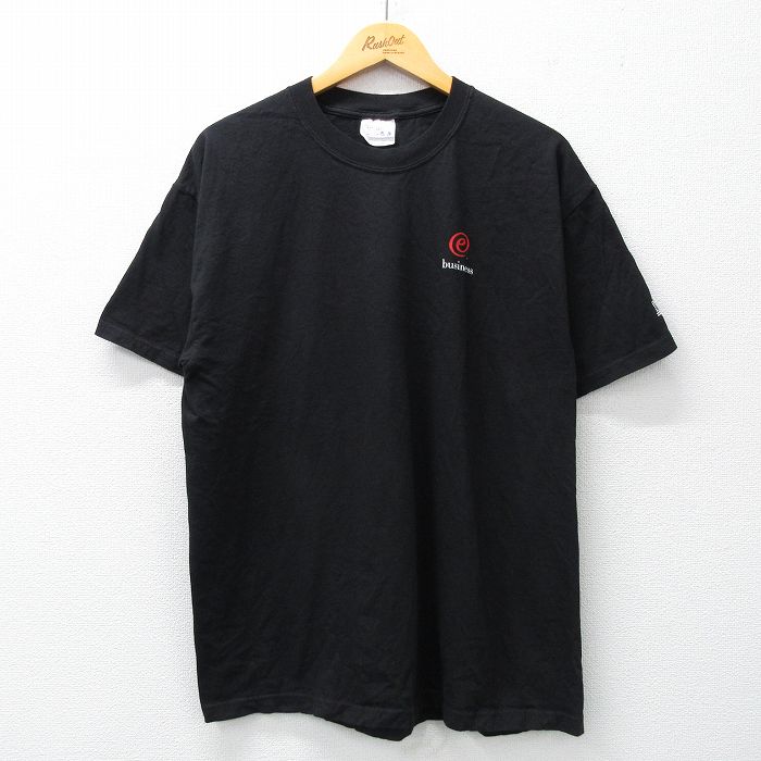 【50%OFF】L★古着 ヘインズ Hanes 半袖 ビンテージ Tシャツ メンズ 00年代 00s e business IBM コットン クルーネック 黒 ブラック 【spe】 25may07 中古