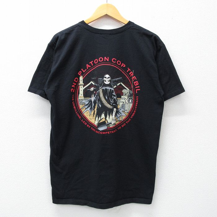 L★古着 半袖 ビンテージ Tシャツ メンズ 00年代 00s ミリタリー PLATOON COP コットン クルーネック 黒 ブラック 25may07 中古