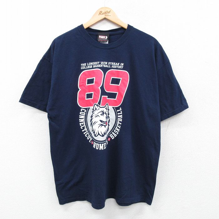 コネチカットハスキーズ 00s 半袖Tシャツ バスケットボール ネイビー XL | 古着