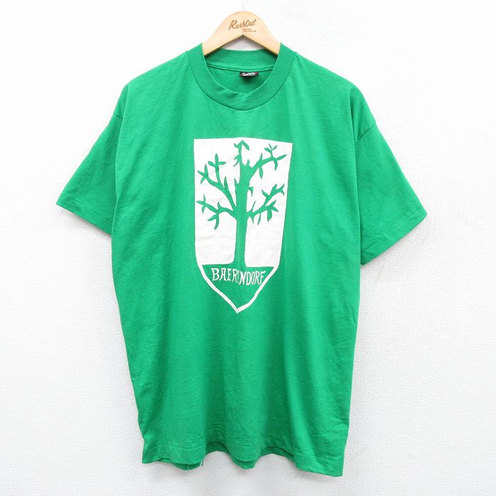 XL★古着 フルーツオブザルーム 半袖 ビンテージ Tシャツ メンズ 90年代 90s BAERENDORF クルーネック USA製 緑 グリーン 25may07 中古