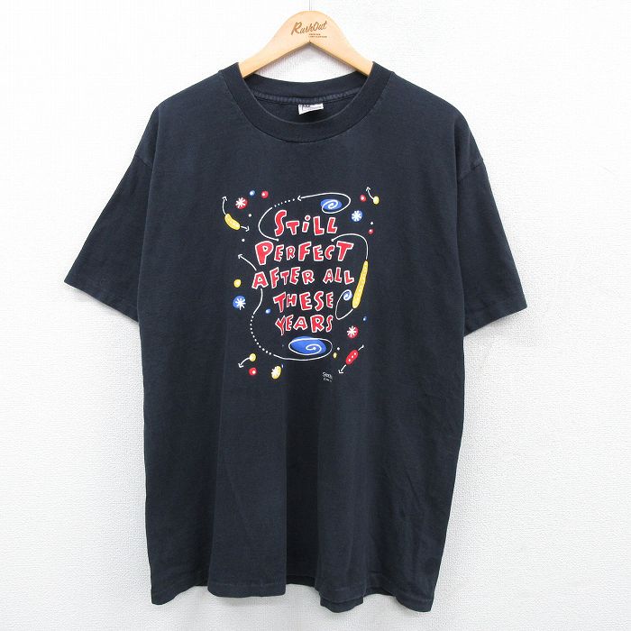 XL★古着 半袖 ビンテージ Tシャツ メンズ 90年代 90s STIL PERFECT コットン クルーネック USA製 黒 ブラック 25may07 中古