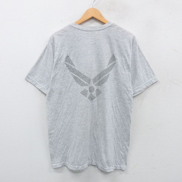 L★古着 半袖 ビンテージ Tシャツ メンズ 00年代 00s ミリタリー USエアフォース リフレクター クルーネック 薄グレー 霜降り 25may07 中古