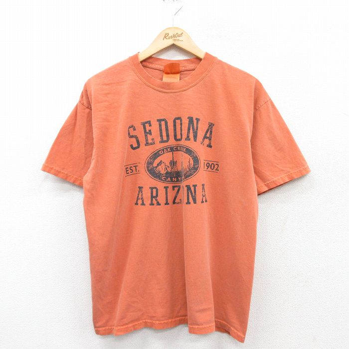 L★古着 半袖 ビンテージ Tシャツ メンズ 00年代 00s アリゾナ コットン クルーネック オレンジ 25may08 中古