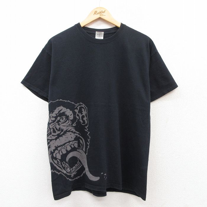 L★古着 半袖 ビンテージ Tシャツ メンズ 00年代 00s ガスモンキー コットン クルーネック 黒 ブラック 25may08 中古
