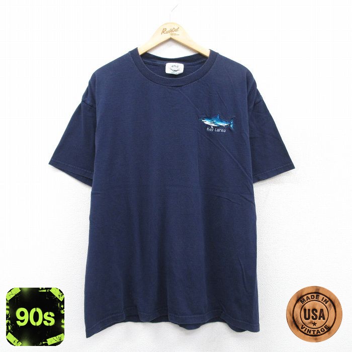 【50%OFF】90s 半袖Tシャツ 魚 ネイビー XL | 古着