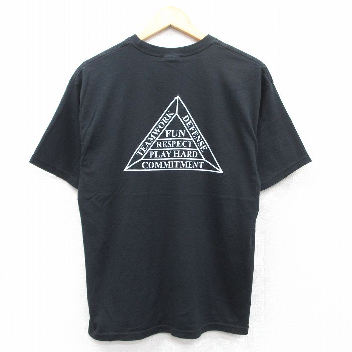 M★古着 ヘインズ Hanes 半袖 ビンテージ Tシャツ メンズ 00年代 00s チームワーク クルーネック 黒 ブラック 25may08 中古