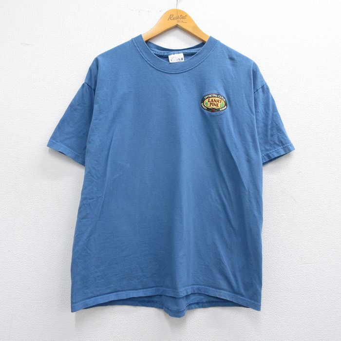 L★古着 ヘインズ Hanes 半袖 ビンテージ Tシャツ メンズ 00年代 00s LANAI PINE コットン クルーネック 薄紺 ネイビー 25may08 中古