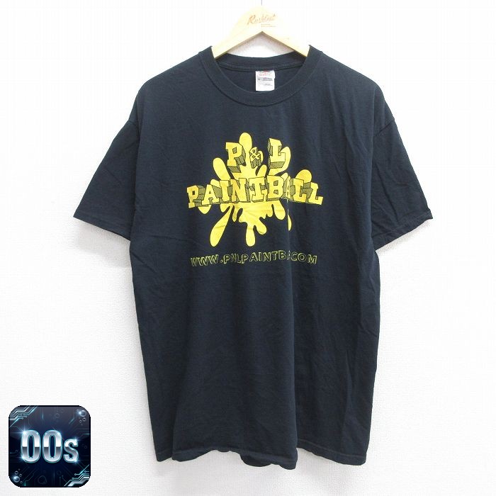 【50%OFF】フルーツオブザルーム 00s 半袖Tシャツ ペイントボール ブラック XL | 古着