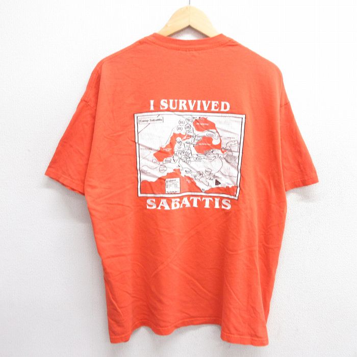 XL★古着 半袖 ビンテージ Tシャツ メンズ 00年代 00s 地図 サバティス 大きいサイズ コットン クルーネック オレンジ 25may09 中古