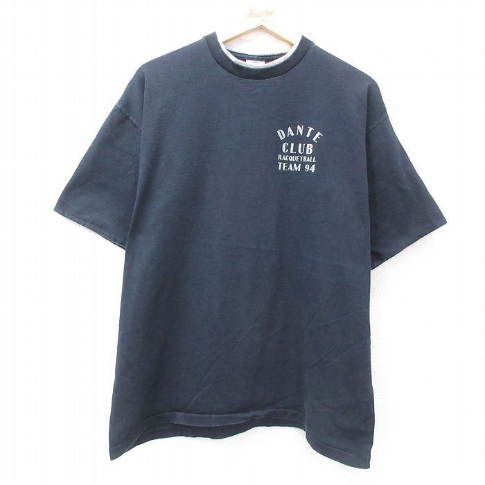XL★古着 半袖 ビンテージ Tシャツ メンズ 90年代 90s DANTE CLUB コットン クルーネック USA製 黒 ブラック 25may10 中古