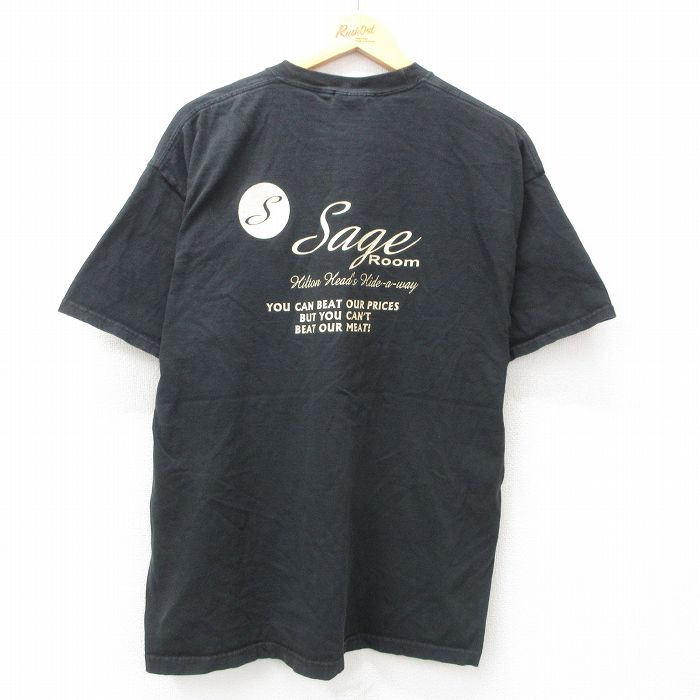 XL★古着 ヘインズ Hanes 半袖 ビンテージ Tシャツ メンズ 00年代 00s Sage ルーム コットン クルーネック 黒 ブラック 25may10 中古