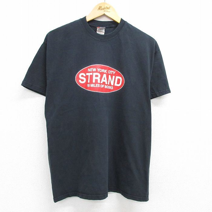 L★古着 半袖 ビンテージ Tシャツ メンズ 00年代 00s ニューヨーク STRAND コットン クルーネック 黒 ブラック 25may10 中古