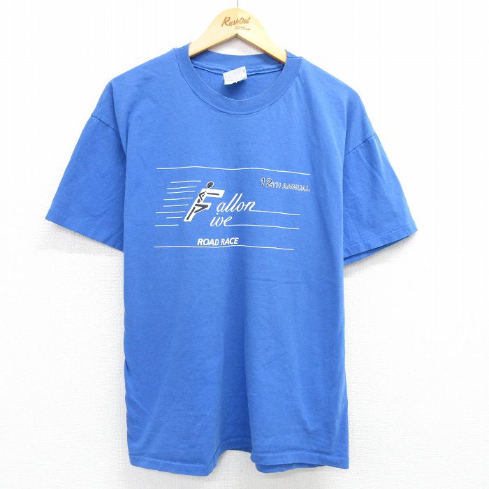 XL★古着 ヘインズ Hanes 半袖 ビンテージ Tシャツ メンズ 90年代 90s RODE RACE コットン クルーネック 薄紺 ネイビー 25may10 中古