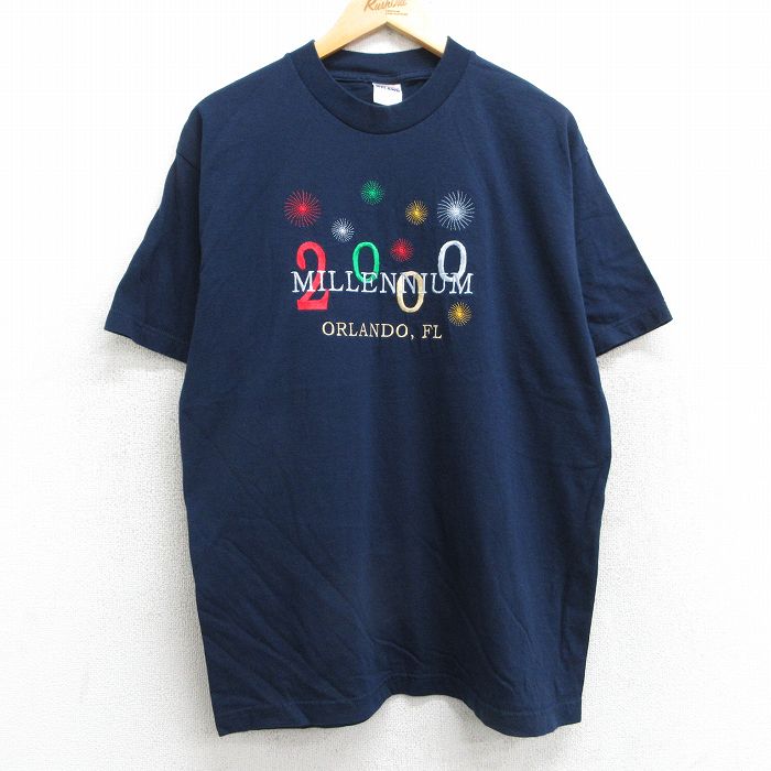 00s 半袖Tシャツ ミレニアム ネイビー L | 古着