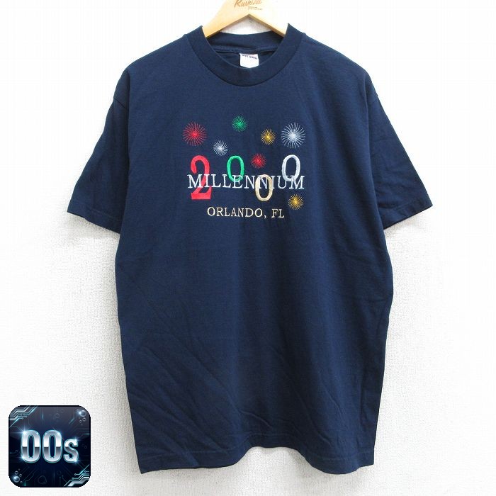 【50%OFF】00s 半袖Tシャツ ミレニアム ネイビー L | 古着