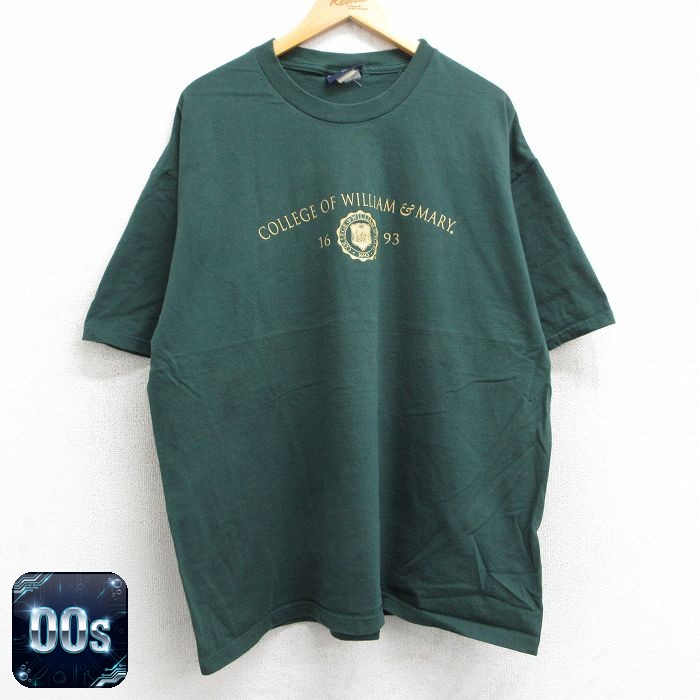 【50%OFF】ジャンスポーツ 00s 半袖Tシャツ ウィリアム&メアリー グリーン XL | 古着