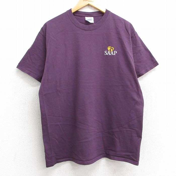 L★古着 半袖 ビンテージ Tシャツ メンズ 00年代 00s SAAP ハート コットン クルーネック 紫 パープル 25may13 中古