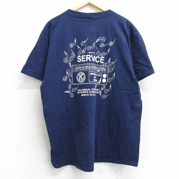 XL★古着 フルーツオブザルーム 半袖 ビンテージ Tシャツ メンズ 00年代 00s 音符 サービス コットン クルーネック 紺 ネイビー 25may13 中古