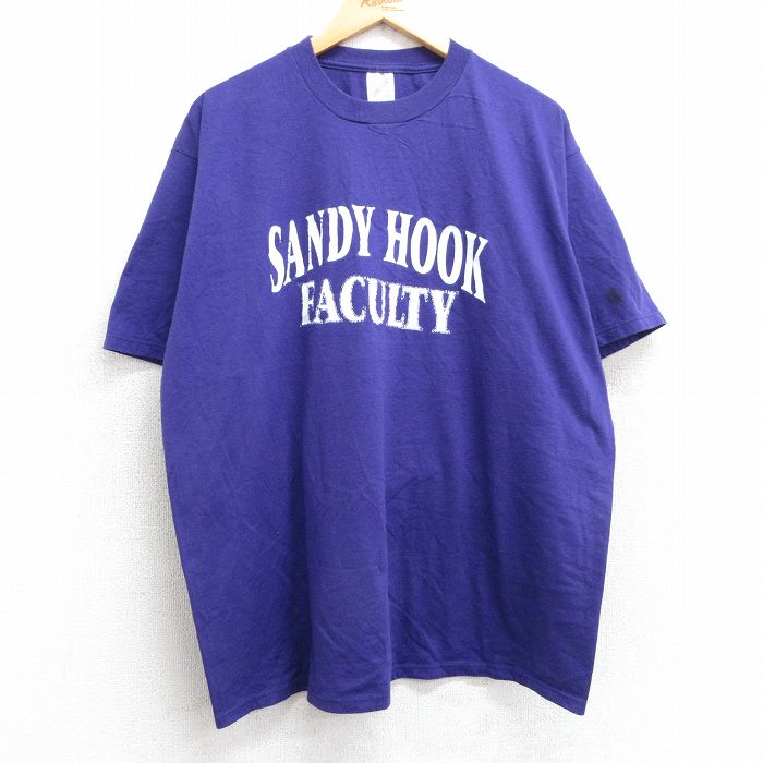 XL★古着 ジャージーズ 半袖 ビンテージ Tシャツ メンズ 90年代 90s サンディーフック FACULTY クルーネック USA製 紫 パープル 25may13 中古