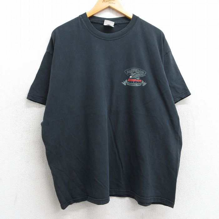 XL★古着 ヘインズ Hanes 半袖 ビンテージ Tシャツ メンズ 00年代 00s 鳥 Snapon 大きいサイズ コットン クルーネック 黒 ブラック 25may13 中古