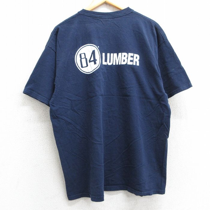 XL★古着 半袖 ビンテージ Tシャツ メンズ 00年代 00s 84LUMBER 胸ポケット付き コットン クルーネック 紺 ネイビー 25may13 中古