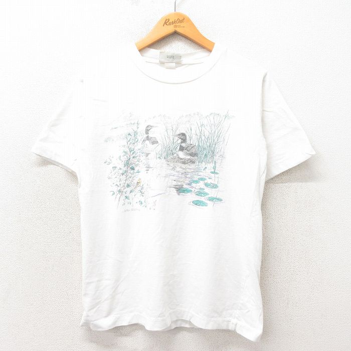 【50%OFF】M★古着 半袖 ビンテージ Tシャツ メンズ 00年代 00s 鳥 クルーネック 白 ホワイト 25may13 中古
