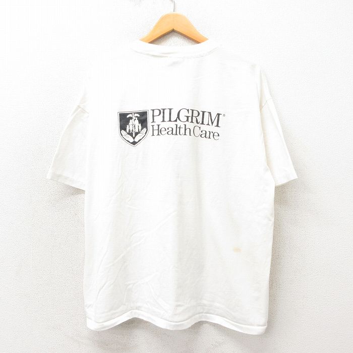 XL★古着 半袖 ビンテージ Tシャツ メンズ 90年代 90s PILGRIM 大きいサイズ クルーネック USA製 白 ホワイト 25may13 中古