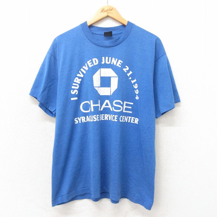 XL★古着 フルーツオブザルーム 半袖 ビンテージ Tシャツ メンズ 90年代 90s チェイス クルーネック USA製 青 ブルー 【spe】 25may13 中古