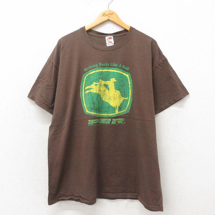 XL★古着 フルーツオブザルーム 半袖 ビンテージ Tシャツ メンズ 00年代 00s ロデオ 大きいサイズ コットン クルーネック 焦茶 ブラウン 25may13 中古