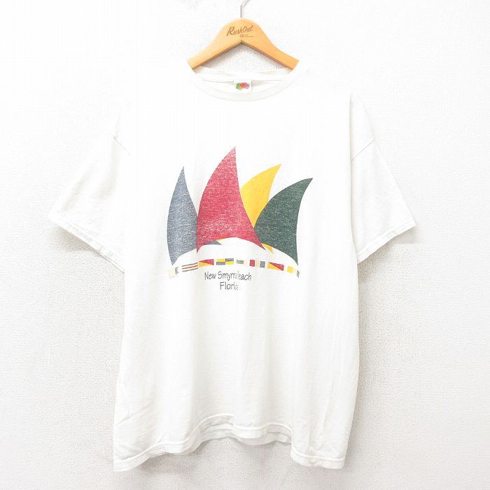 XL★古着 フルーツオブザルーム 半袖 ビンテージ Tシャツ メンズ 00年代 00s フロリダ 大きいサイズ コットン クルーネック 白 ホワイト 25may13 中古