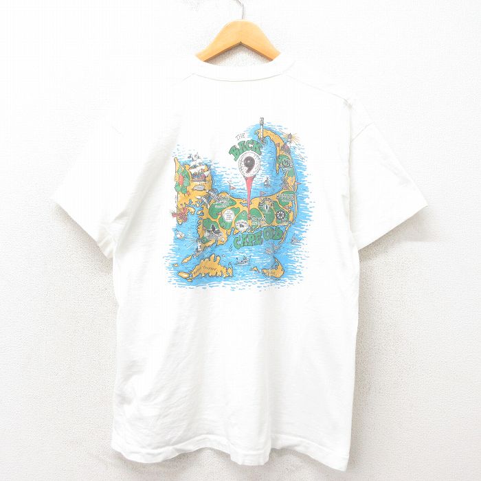 【50%OFF】XL★古着 フルーツオブザルーム 半袖 ビンテージ Tシャツ メンズ 90年代 90s ゴルフ コットン クルーネック USA製 白 ホワイト 25may13 中古