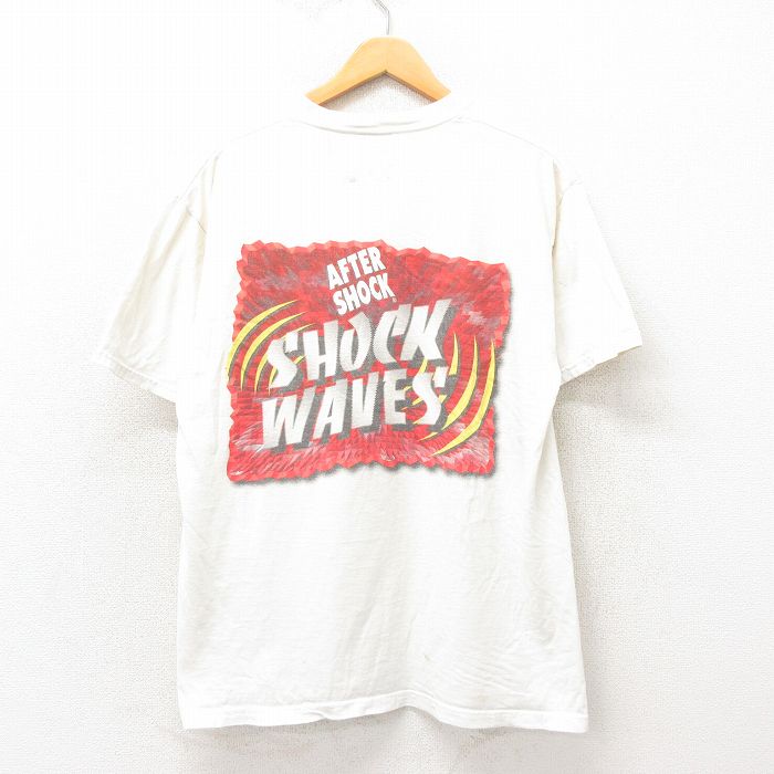 【50%OFF】L★古着 オニータ ONEITA 半袖 ビンテージ Tシャツ メンズ 90年代 90s ショックウェーブ コットン クルーネック 白 ホワイト 25may13 中古