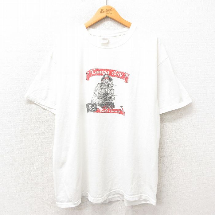 XL★古着 半袖 ビンテージ Tシャツ メンズ 00年代 00s 海賊 大きいサイズ コットン クルーネック 白 ホワイト 25may13 中古
