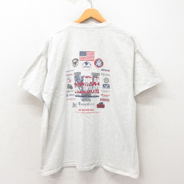 XL★古着 半袖 ビンテージ Tシャツ メンズ 00年代 00s フリーダム 企業広告 クルーネック グレー 霜降り 25may13 中古