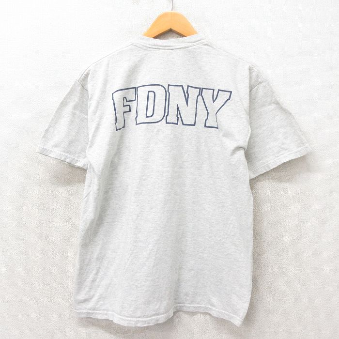 L★古着 半袖 ビンテージ Tシャツ メンズ 00年代 00s 消防署 クルーネック グレー 霜降り 25may13 中古